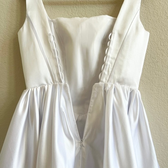White Satin Corset Fit and Flare Mini Dress Bachelorette Party Bridal Graduation - Picture 12 of 13